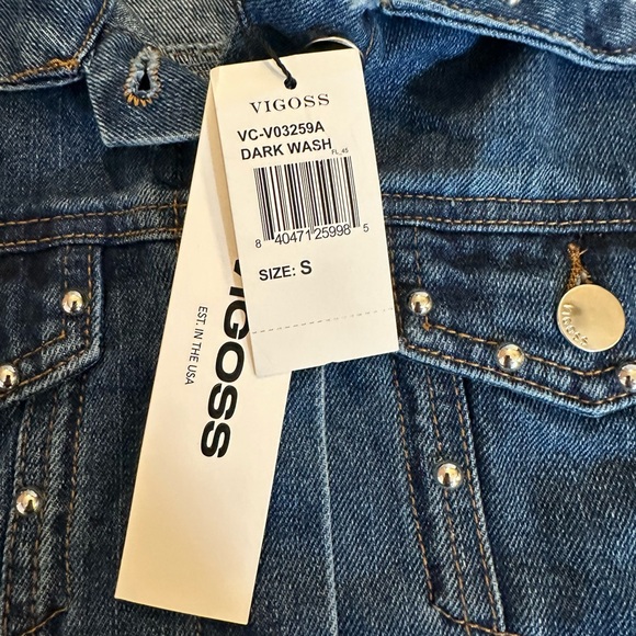 Holiday Chic Studded Denim Vest Dark Wash Layering Essential NWT S-XL - Picture 8 of 15